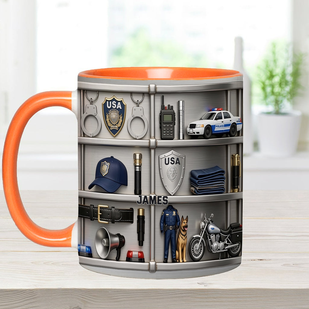 Servir et protéger - Mug et sous-verre personnalisés « Officier de police »