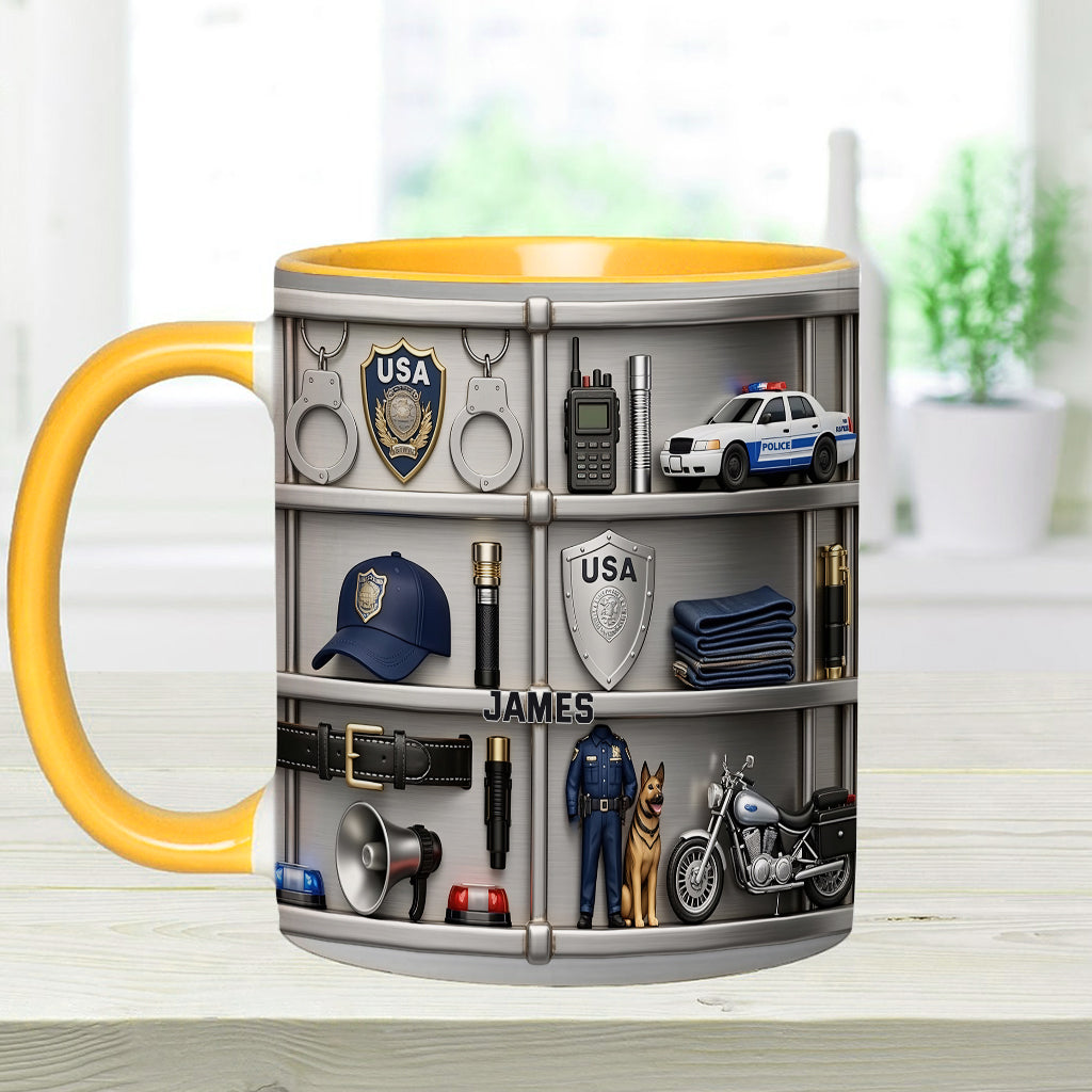 Servir et protéger - Mug et sous-verre personnalisés « Officier de police »