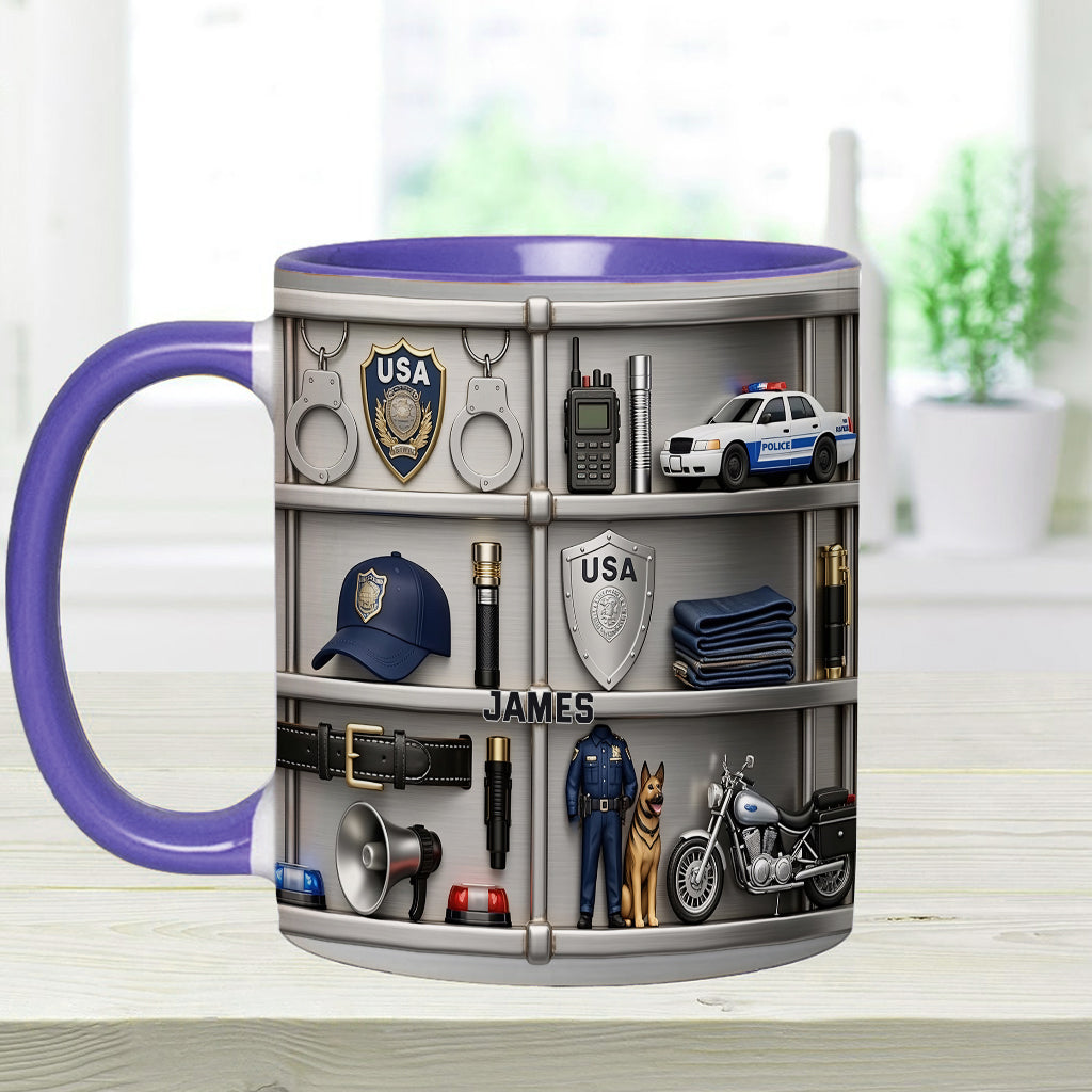 Servir et protéger - Mug et sous-verre personnalisés « Officier de police »