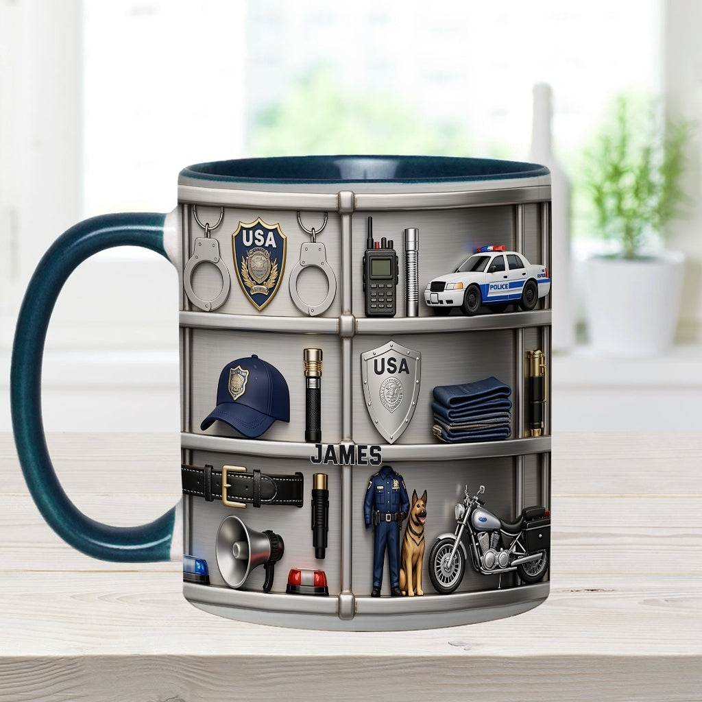 Servir et protéger - Mug et sous-verre personnalisés « Officier de police »