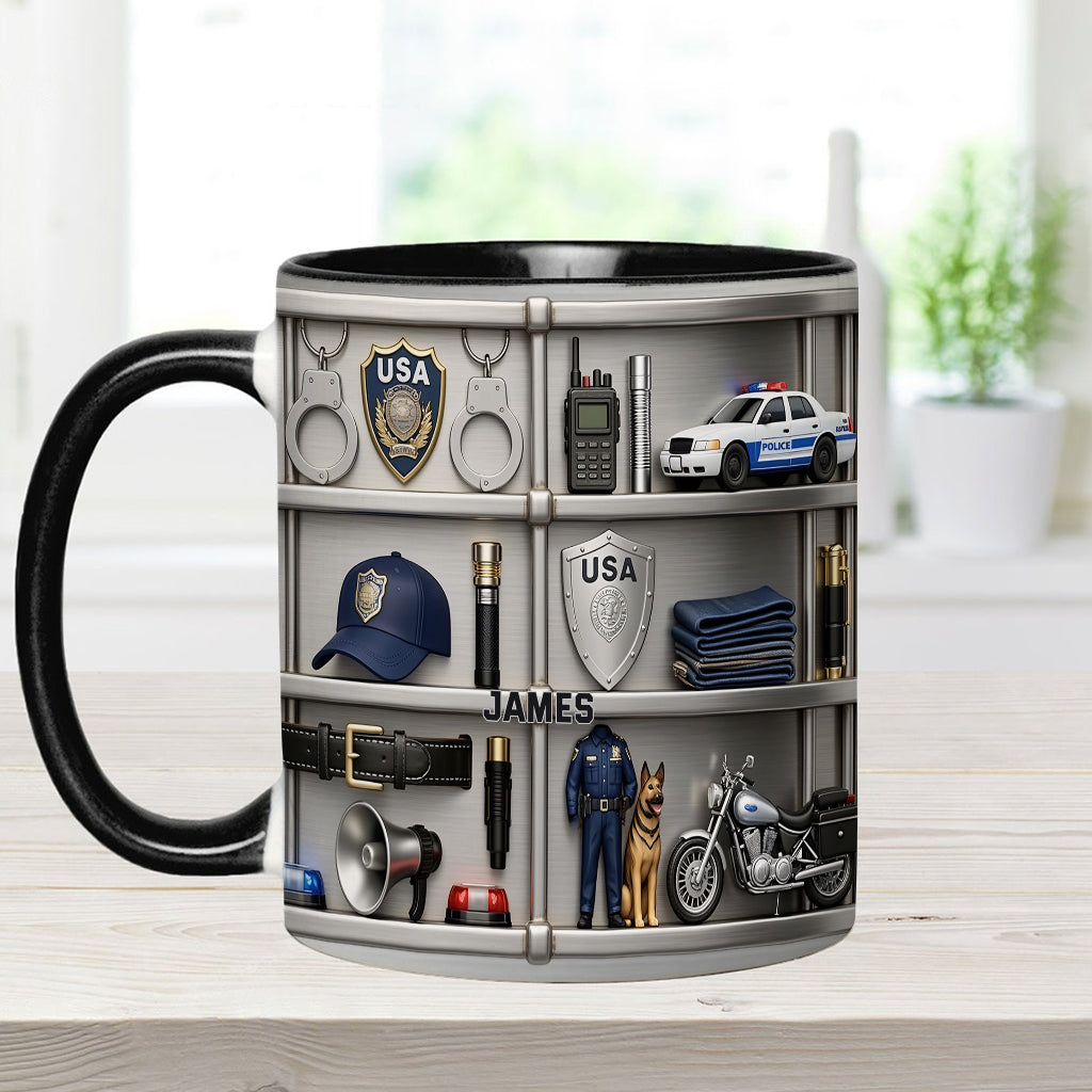 Servir et protéger - Mug et sous-verre personnalisés « Officier de police »