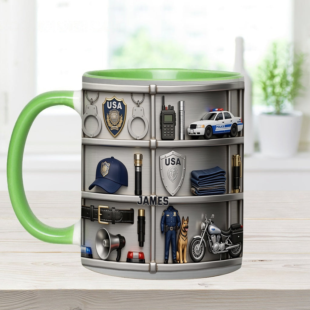 Servir et protéger - Mug et sous-verre personnalisés « Officier de police »