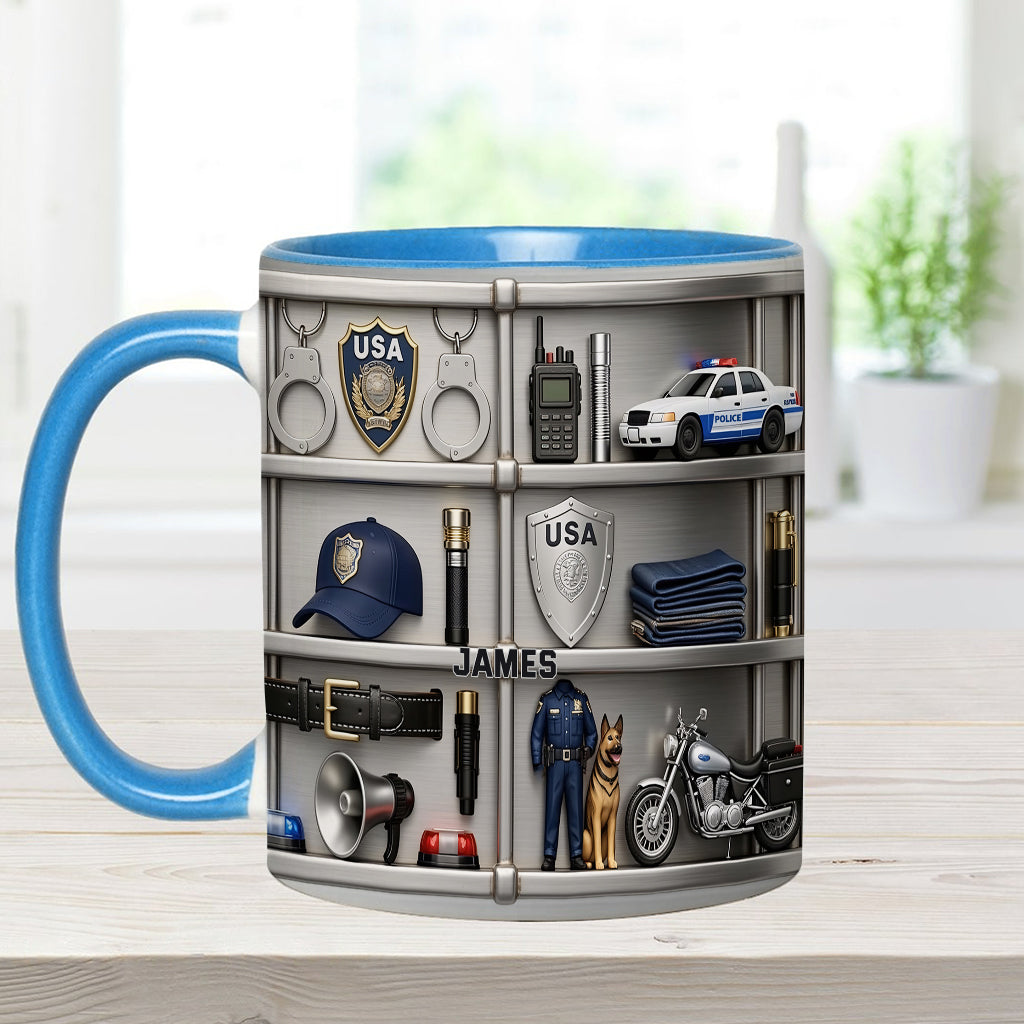 Servir et protéger - Mug et sous-verre personnalisés « Officier de police »