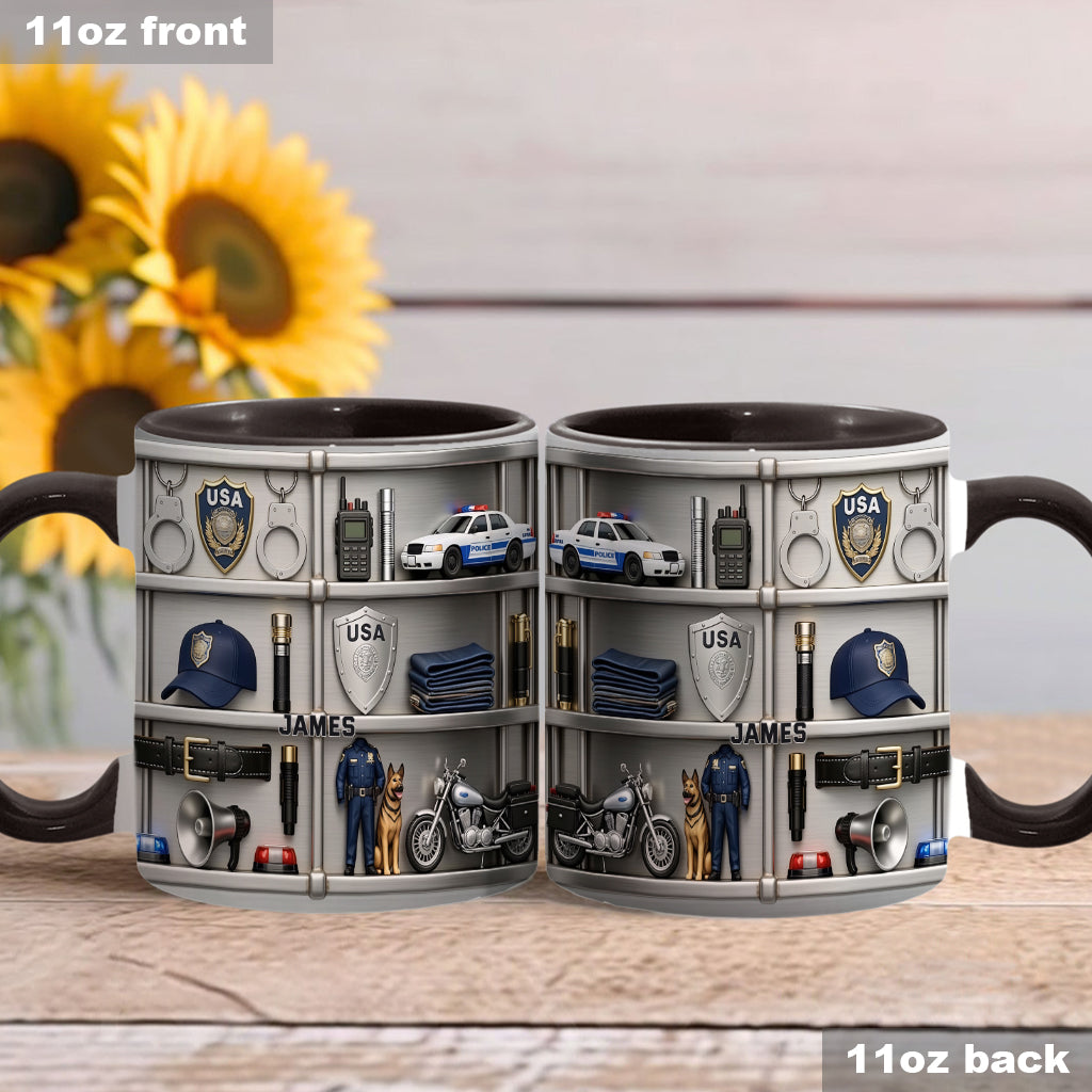 Servir et protéger - Mug et sous-verre personnalisés « Officier de police »