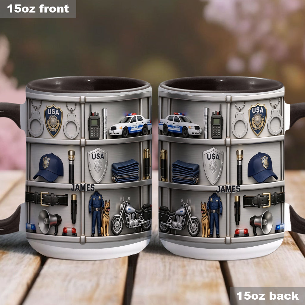 Servir et protéger - Mug et sous-verre personnalisés « Officier de police »