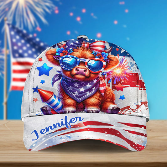 Casquette Highland Cow personnalisée du 4 juillet
