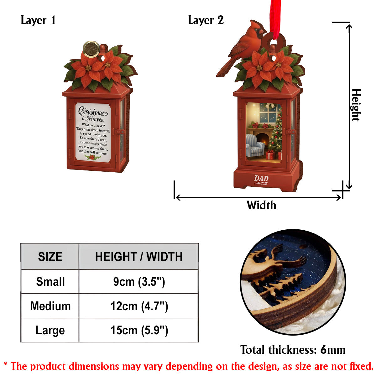 Noël au paradis - En mémoire de - Ornement commémoratif personnalisé à retourner