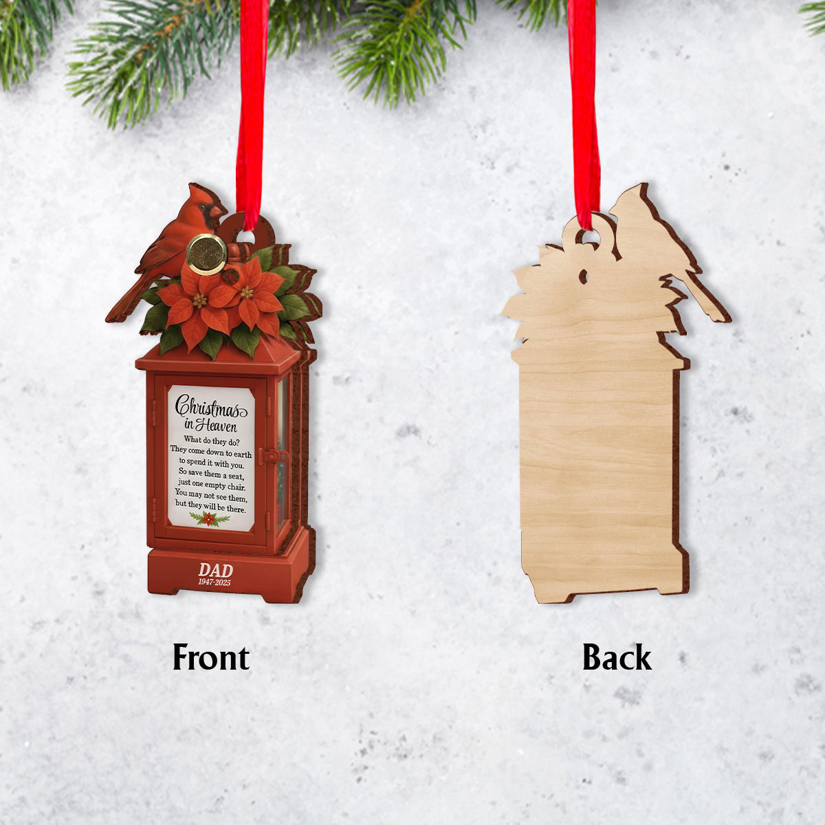 Noël au paradis - En mémoire de - Ornement commémoratif personnalisé à retourner