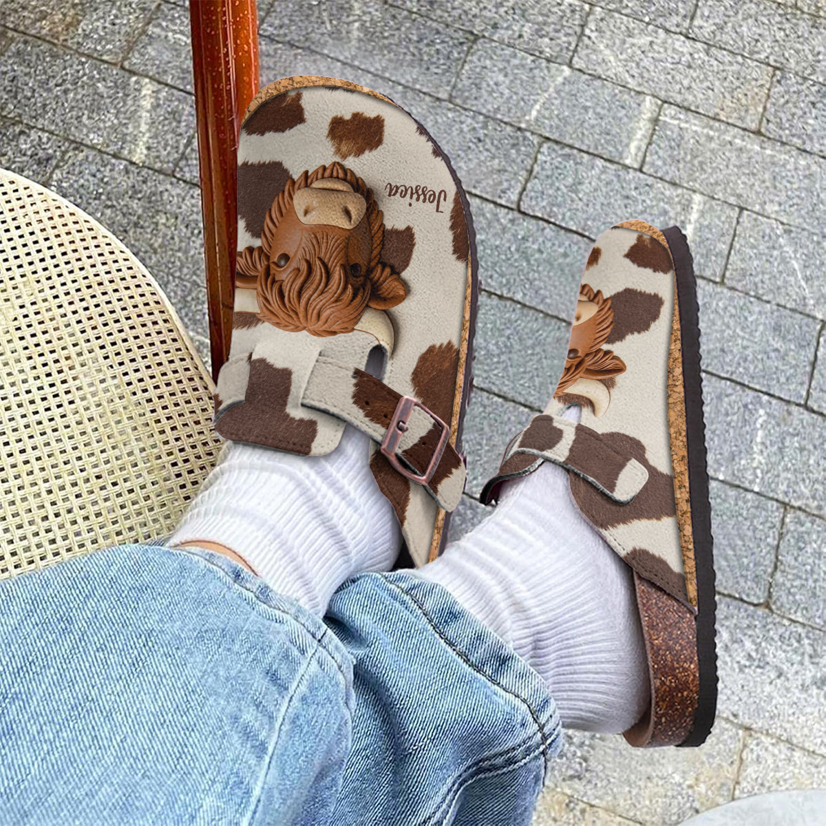 Love Cow - Personalized Highland Cow Clogs With Arch Support
