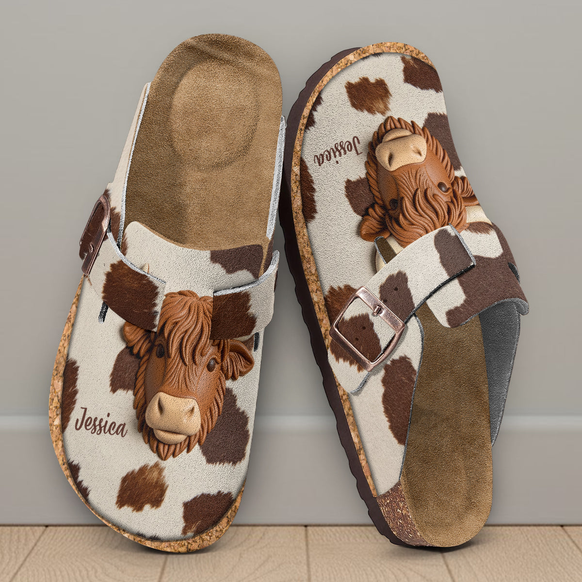 Love Cow - Personalized Highland Cow Clogs With Arch Support