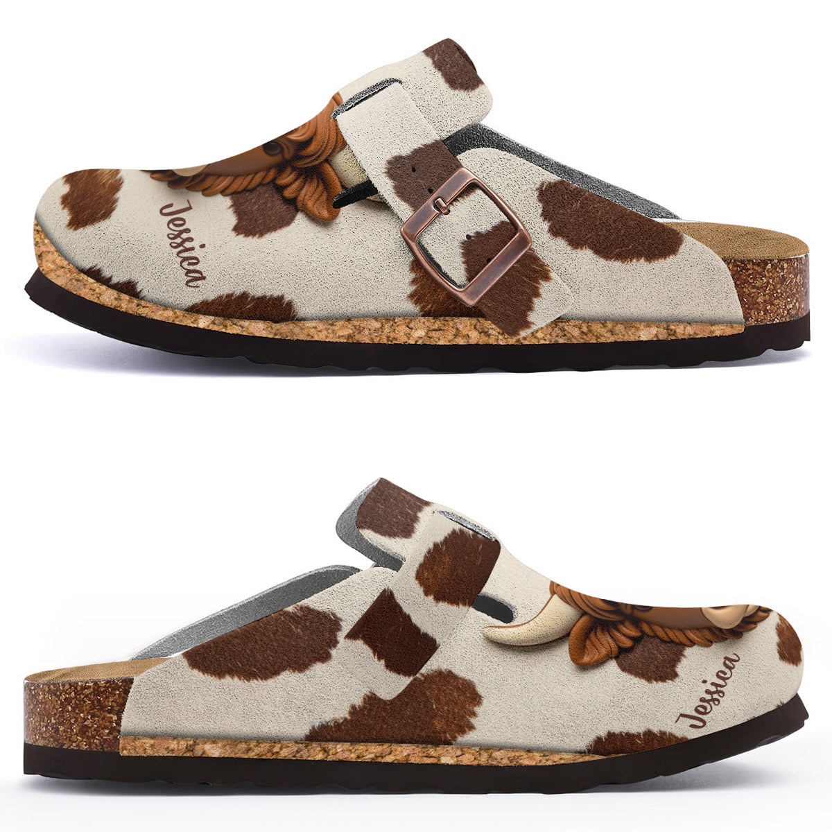 Love Cow - Personalized Highland Cow Clogs With Arch Support