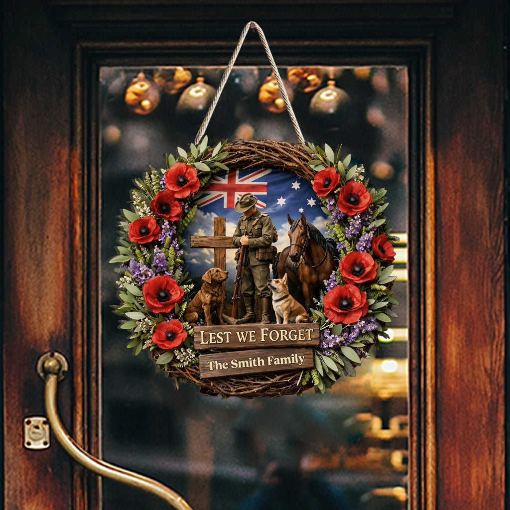 Lest We Forget, Anzac Day - Personalized Veteran Custom Shaped Wood Sign