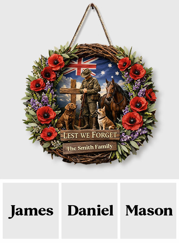 Lest We Forget, Anzac Day - Personalized Veteran Custom Shaped Wood Sign