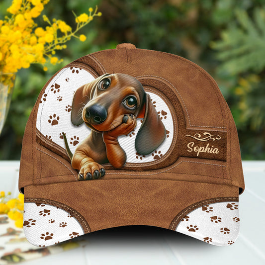 Casquette classique personnalisée pour chien avec un adorable teckel