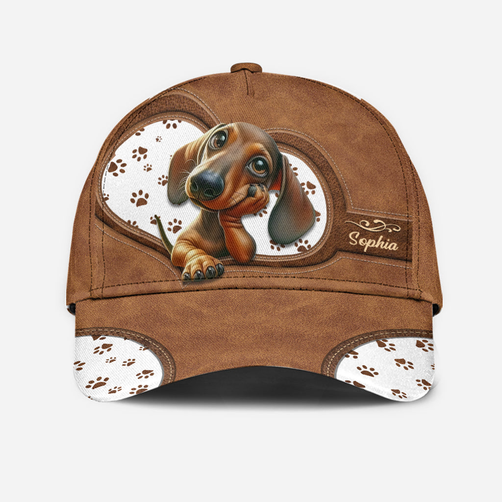 Casquette classique personnalisée pour chien avec un adorable teckel