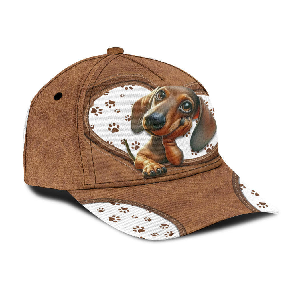 Casquette classique personnalisée pour chien avec un adorable teckel