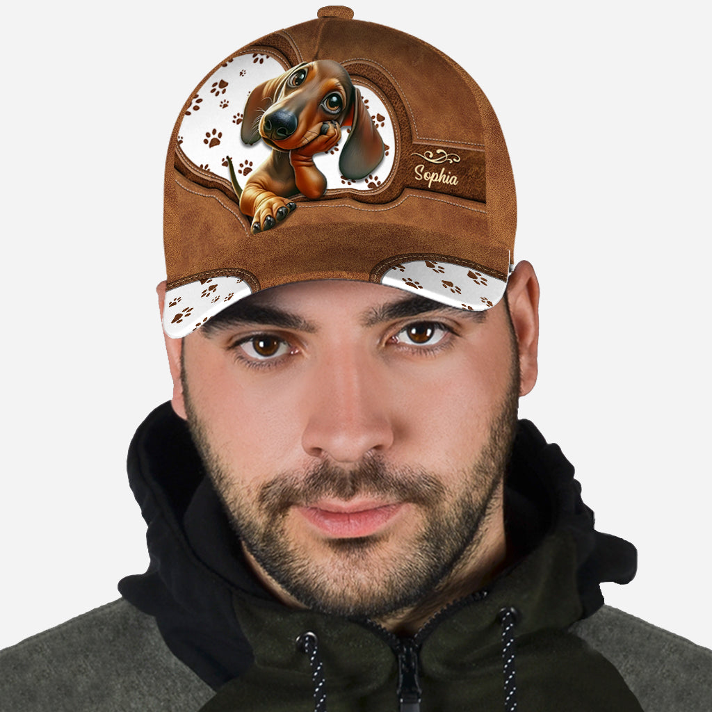 Casquette classique personnalisée pour chien avec un adorable teckel