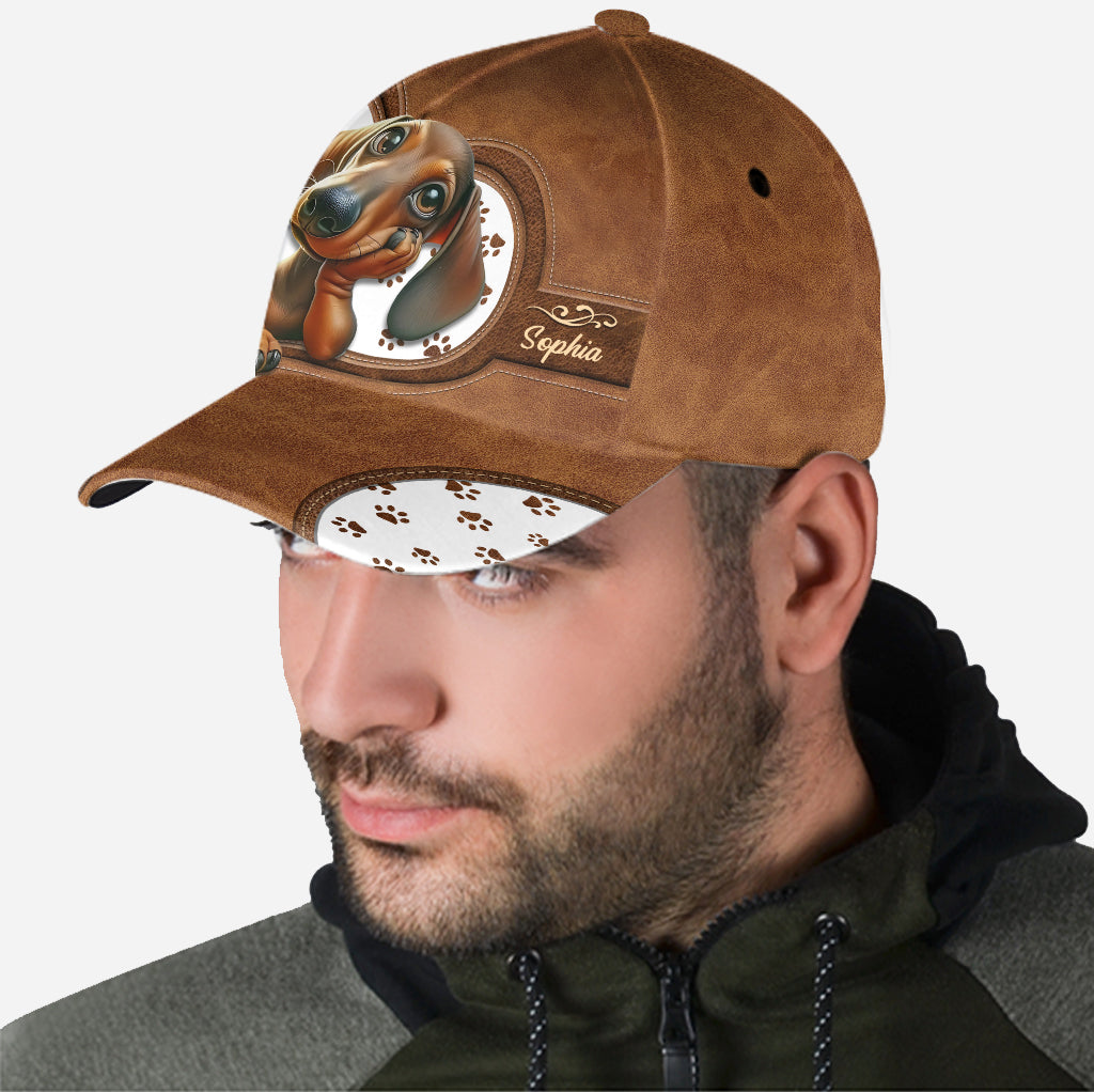 Casquette classique personnalisée pour chien avec un adorable teckel