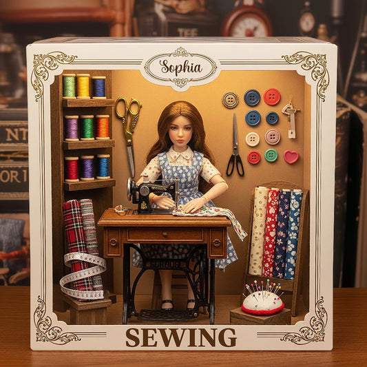 Juste une fille qui aime coudre - Plaque acrylique personnalisée sur mesure pour la couture