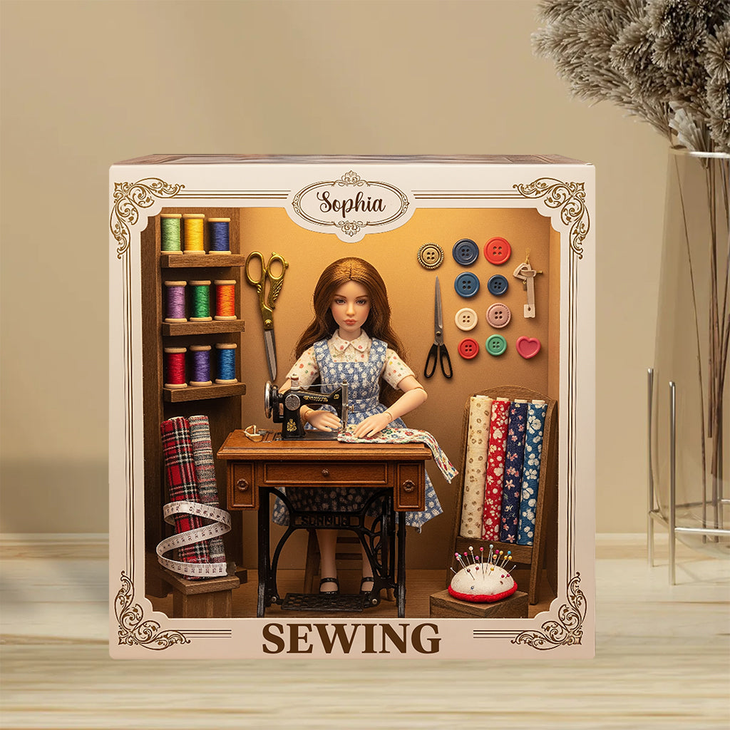 Juste une fille qui aime coudre - Plaque acrylique personnalisée sur mesure pour la couture