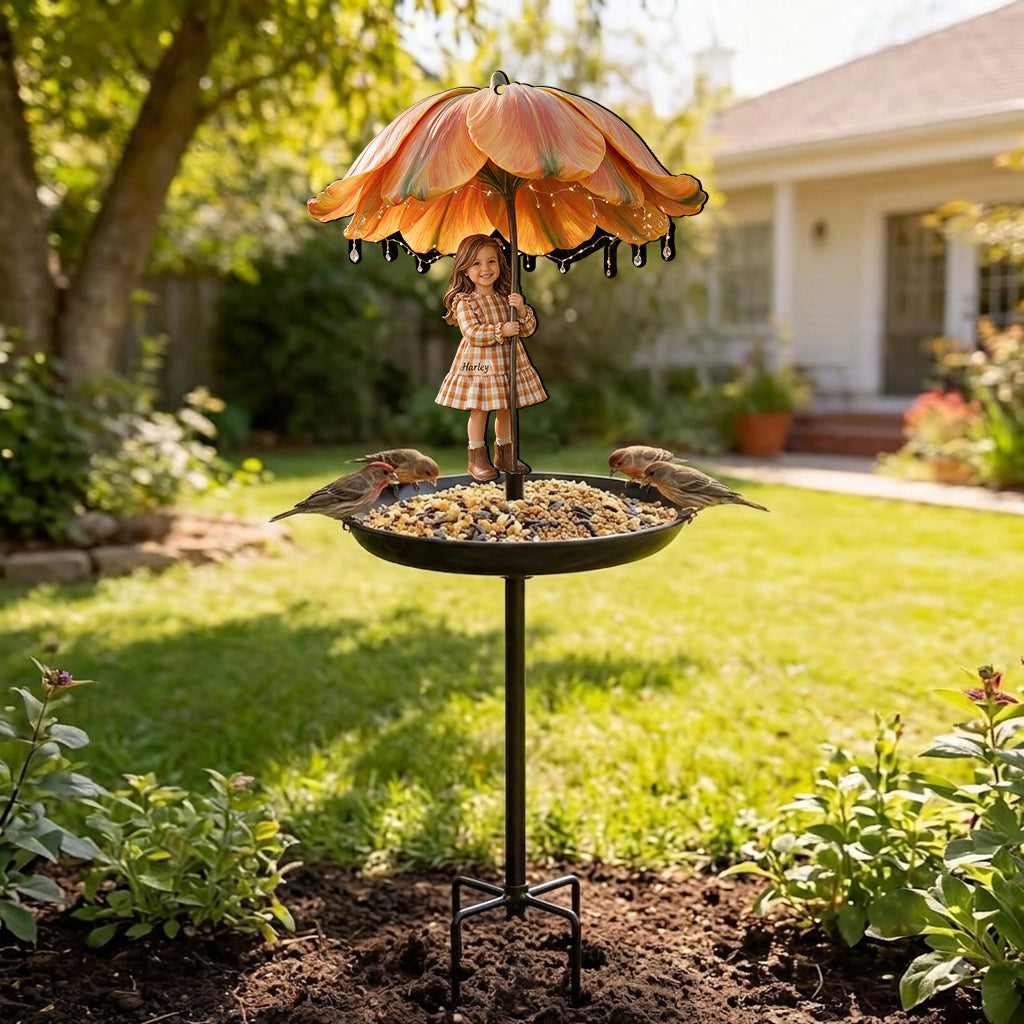 Custom Any Photo And Flower - Personalized Kid Bird Feeder/ Bath