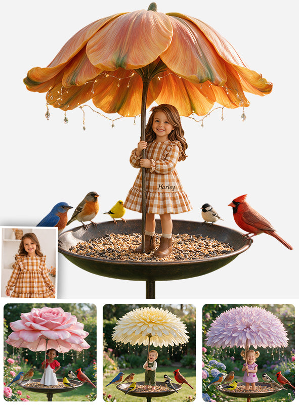 Custom Any Photo And Flower - Personalized Kid Bird Feeder/ Bath