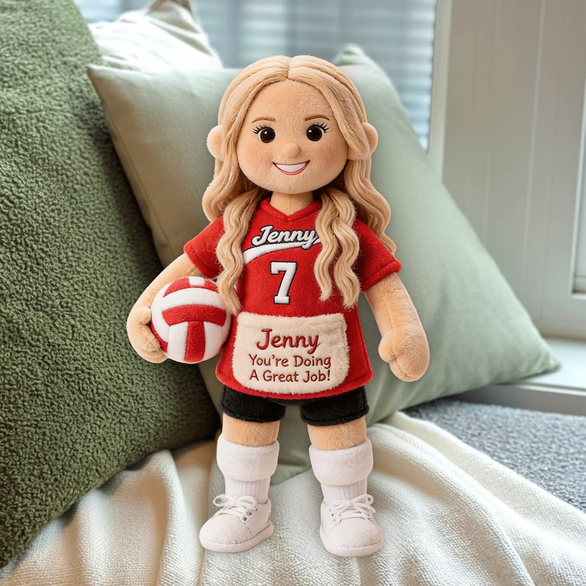 Vous faites un excellent travail ! - Coussin de volleyball personnalisé en fausse fourrure de qualité supérieure