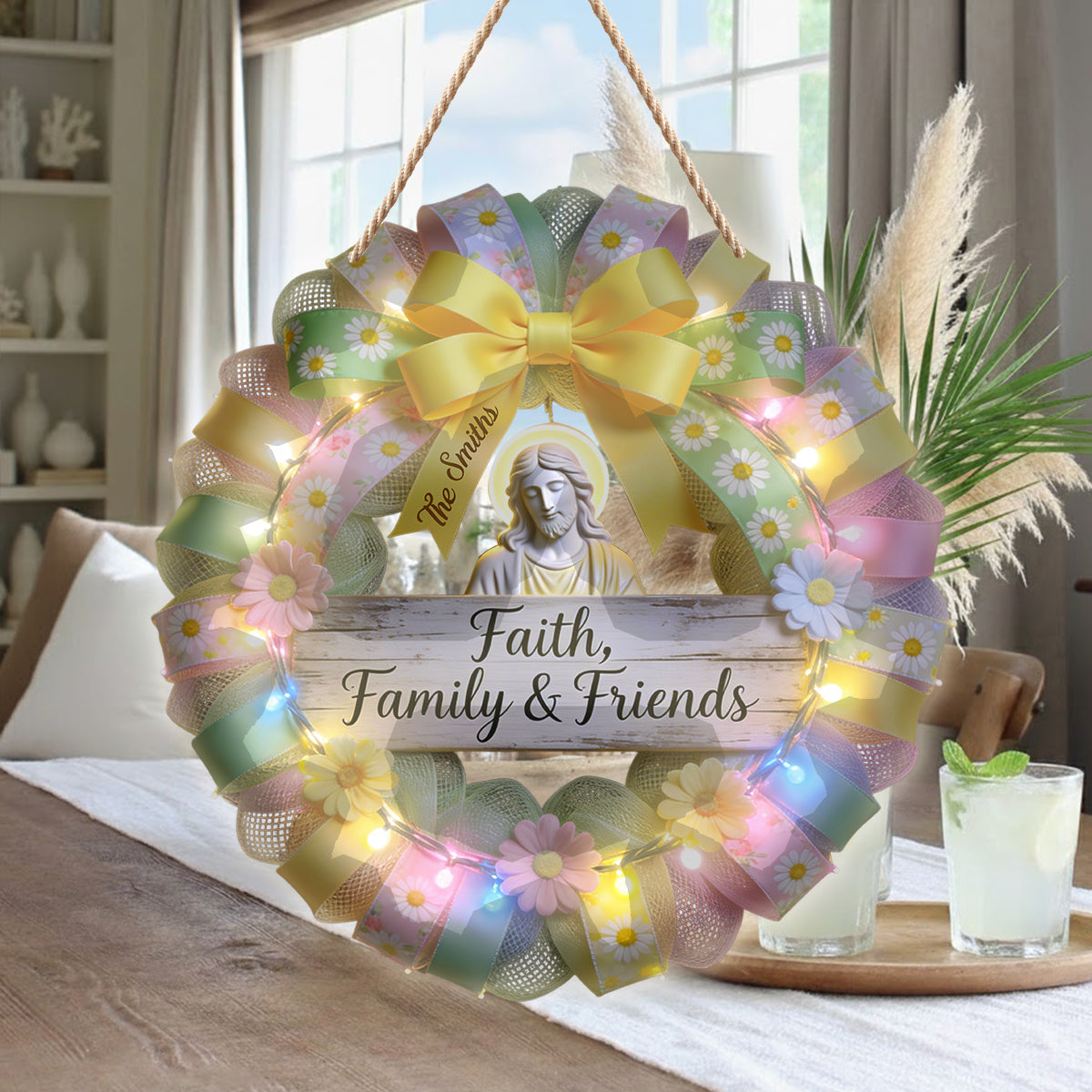 Faith, Family, Friends - Personalized Christian LED Light Acrylic Sign