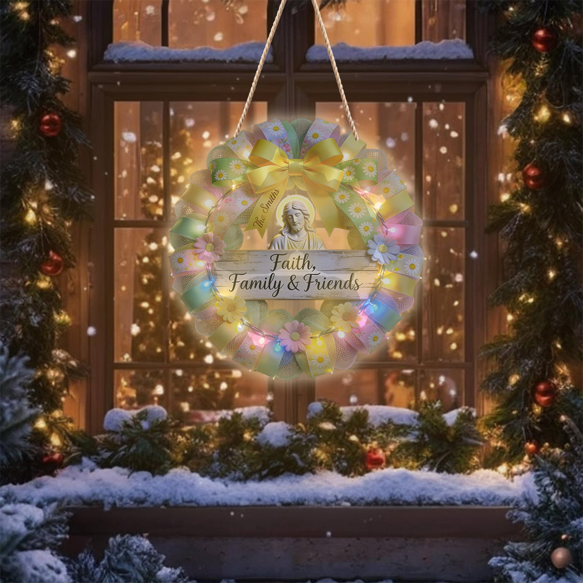 Faith, Family, Friends - Personalized Christian LED Light Acrylic Sign