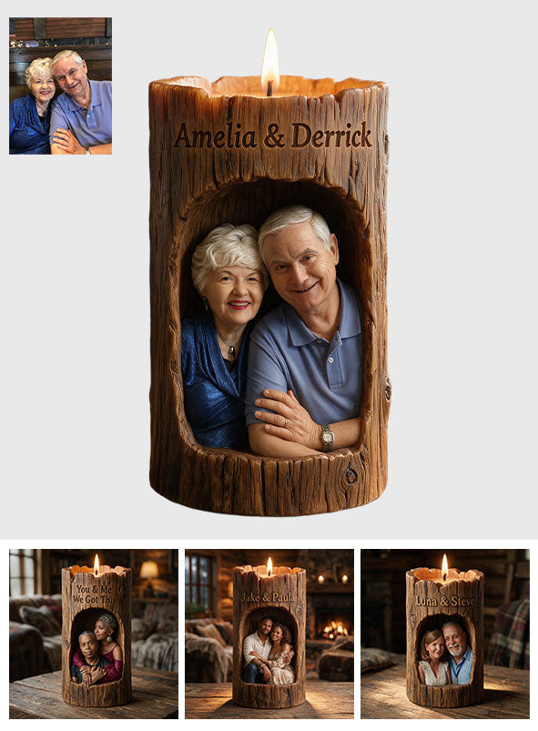 You & Me, We Got This - Personalized Couple Custom Shape Wooden Candle Holder