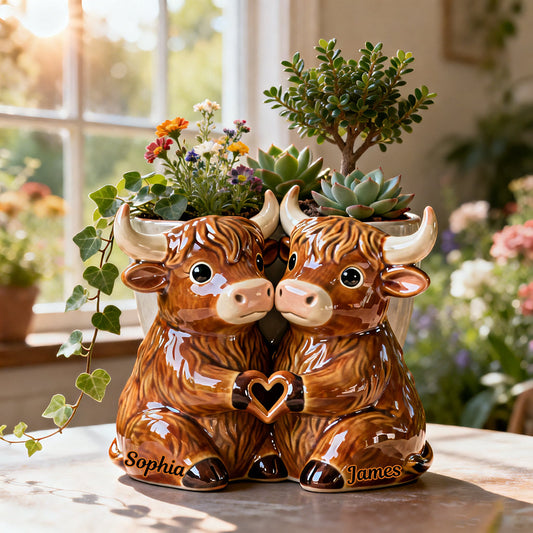 You & Me We Got This - Personalized Highland Cow Acrylic Pot