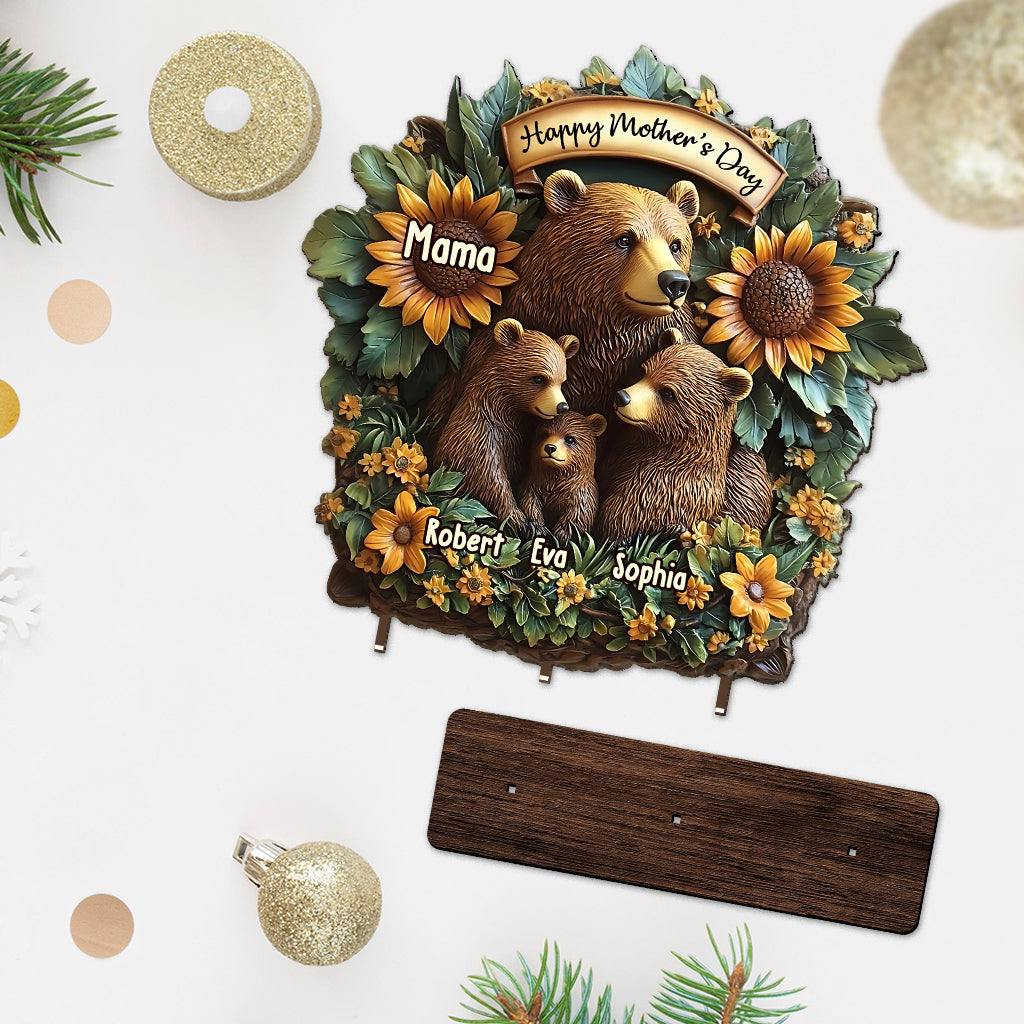 Maman Ours - Décoration personnalisée pour maman, 1 grand plateau autoportant