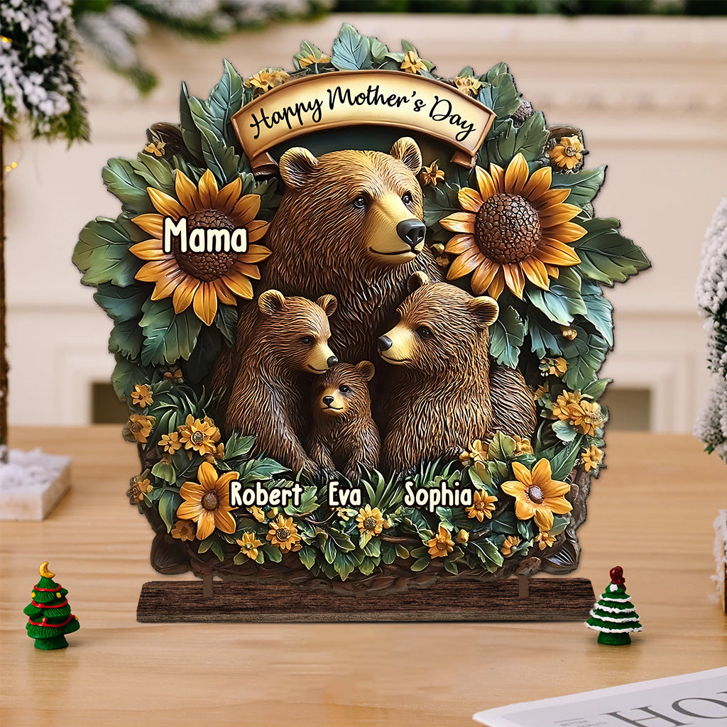 Maman Ours - Décoration personnalisée pour maman, 1 grand plateau autoportant