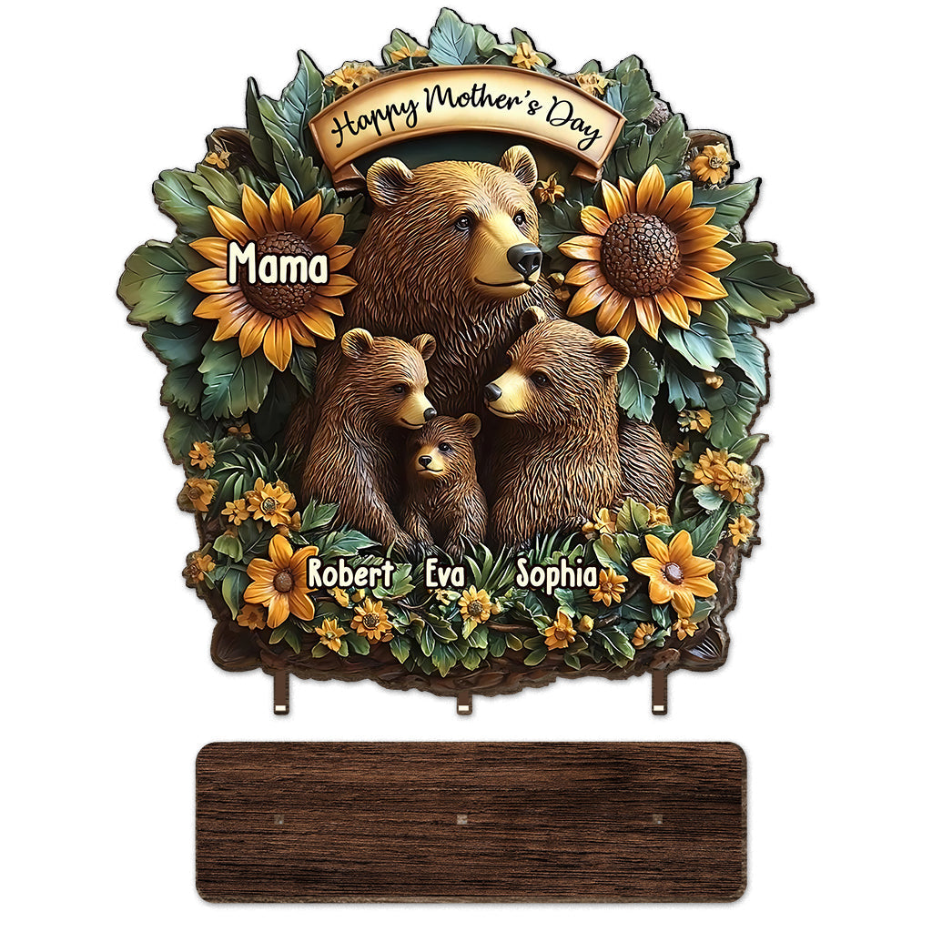 Maman Ours - Décoration personnalisée pour maman, 1 grand plateau autoportant