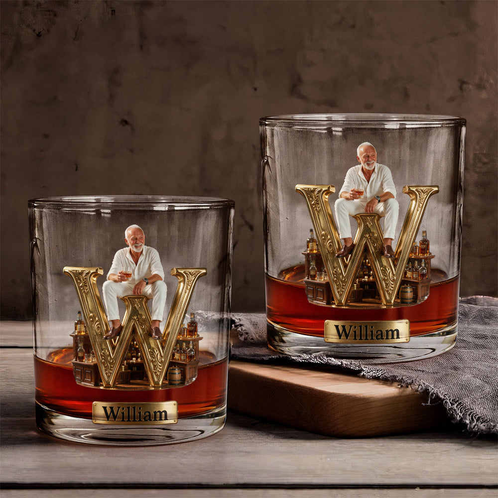 Alphabet Initial For Whiskey, Bourbon... Lovers - Personalized Whisky Whiskey Glass