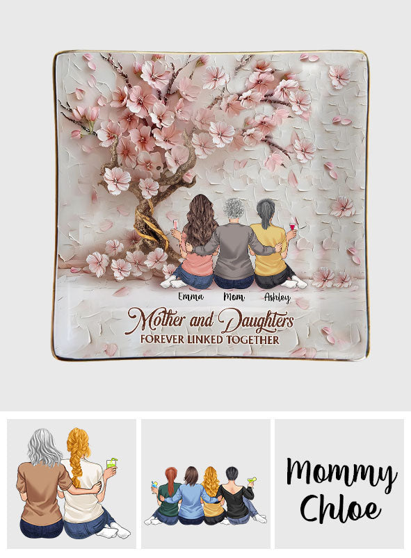 Mother And Daughters Forever Linked Together - Personalized Mother Fully Printed Jewelry Dish