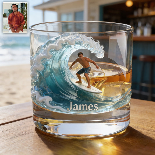 Amour du Surf - Verre à Whiskey Personnalisé