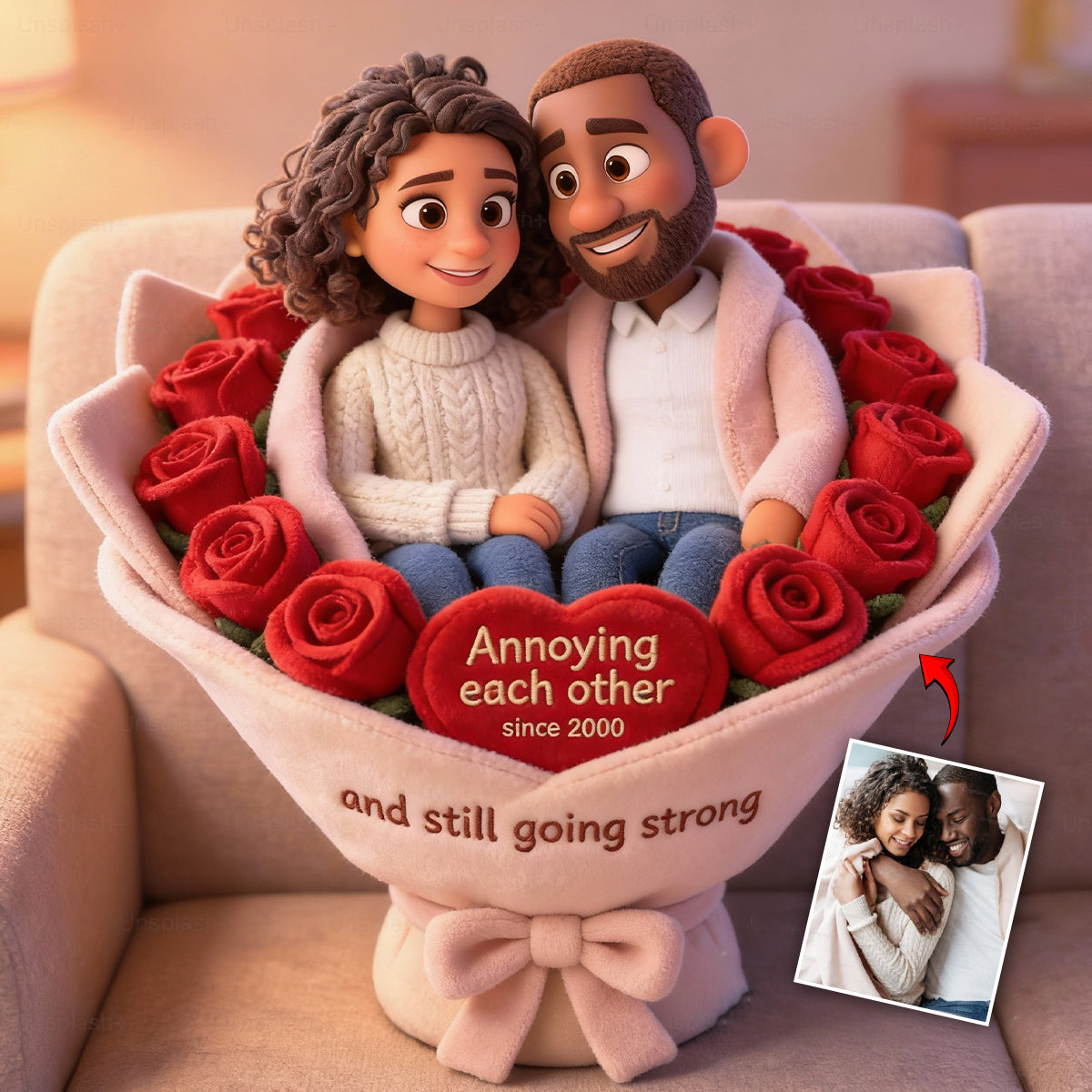 S'agacer mutuellement - Coussin personnalisé en fausse fourrure pour couple