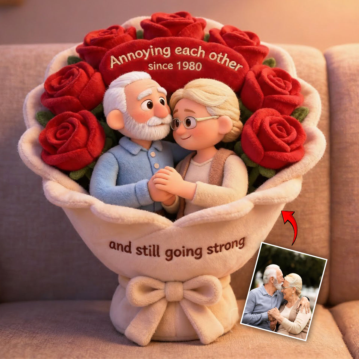 S'agacer mutuellement - Coussin personnalisé en fausse fourrure pour couple