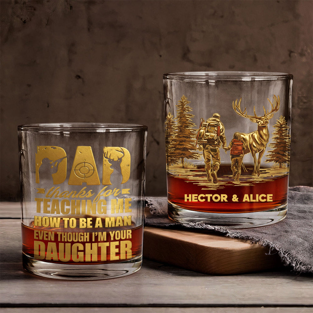 Merci de m'avoir appris à être un homme - Verre à whisky de chasse personnalisé