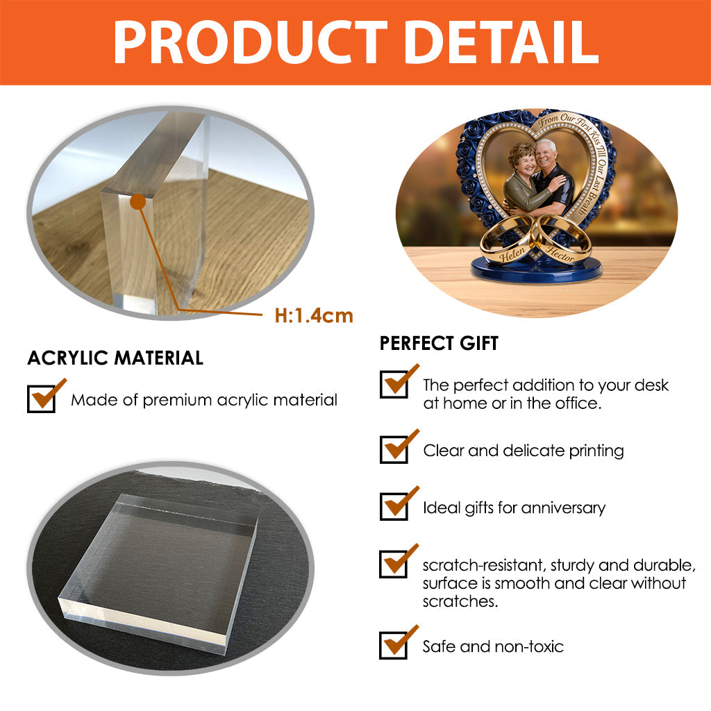 Plaque acrylique personnalisée avec photo de couple - De notre premier baiser -