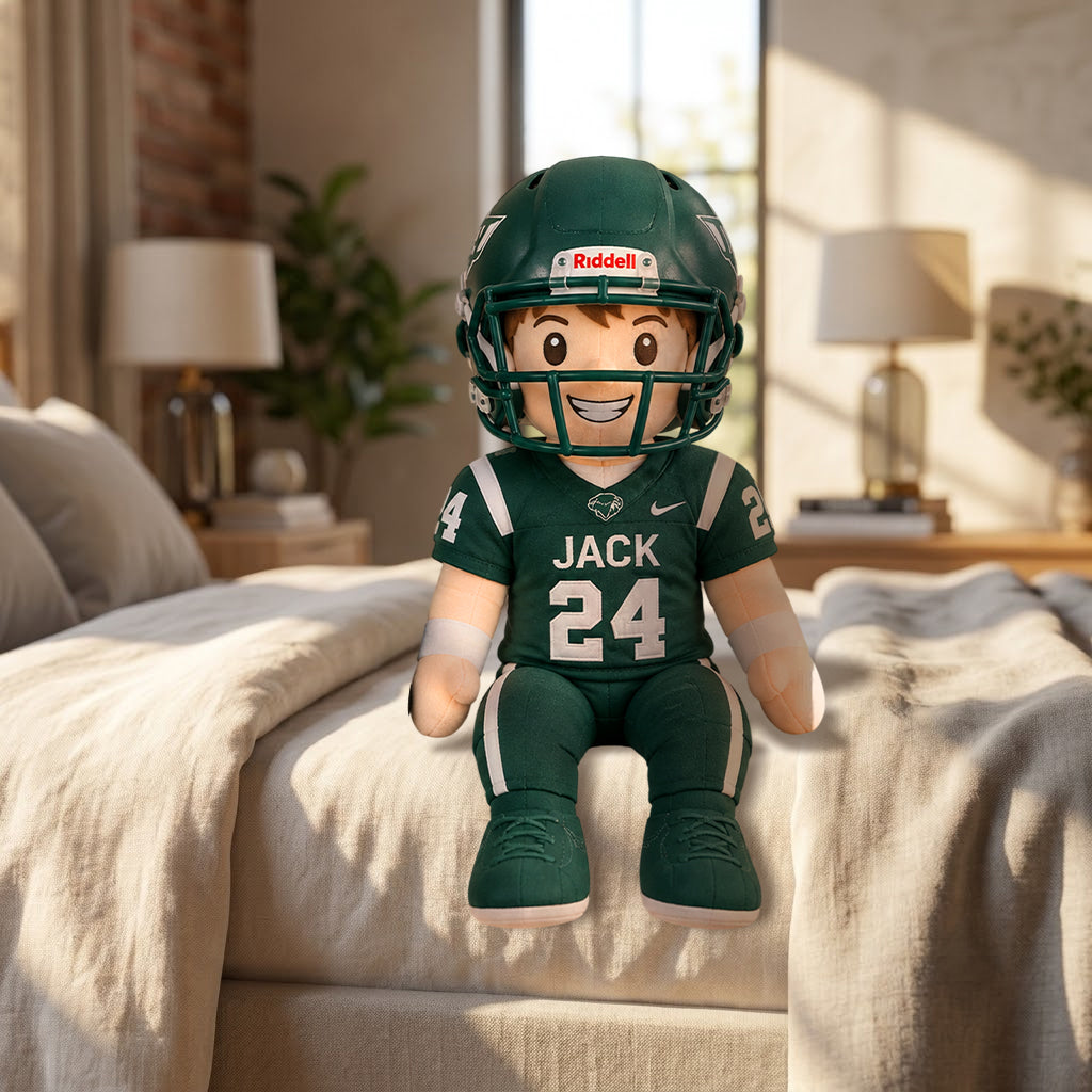 Custom Mascot & Player Plush Doll - Personalized Football Posable Plush Doll