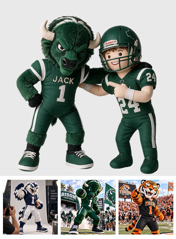 Custom Mascot & Player Plush Doll - Personalized Football Posable Plush Doll