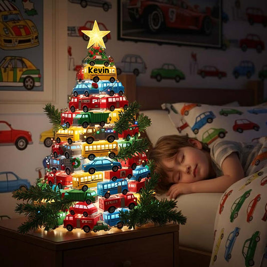 Veilleuse LED personnalisée pour enfant, motif voitures, Noël