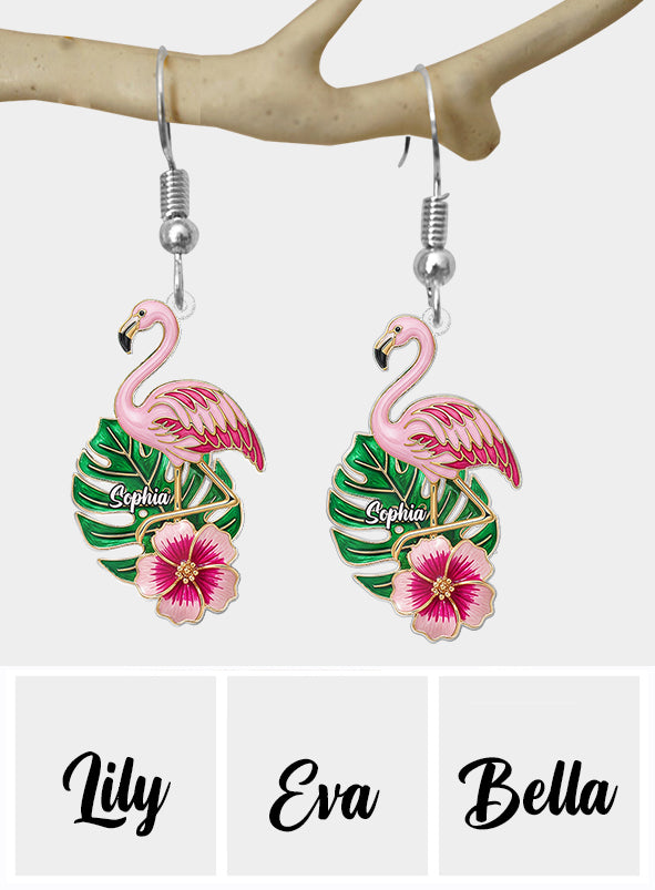 Boucles d'oreilles flamant rose personnalisées Summer Flamingo