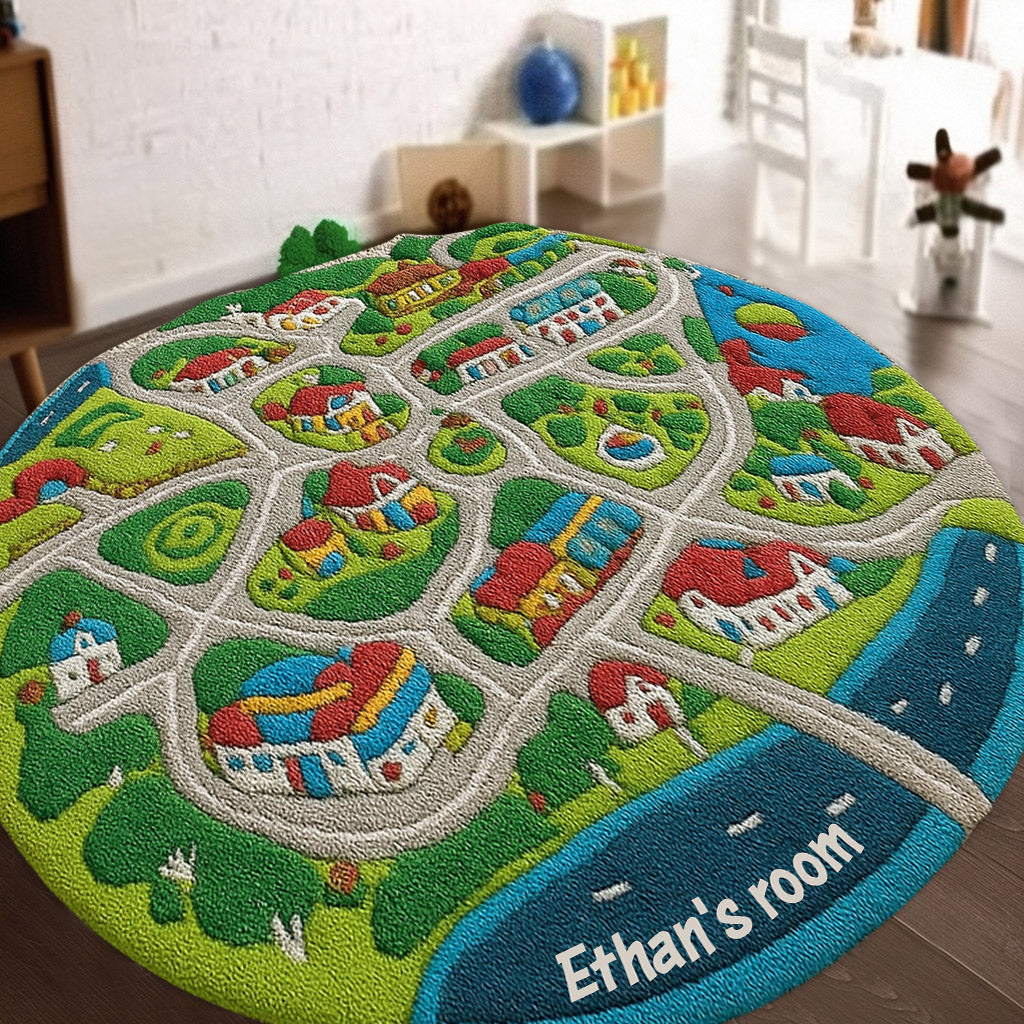 Kids City Road - Tapis touffeté antidérapant personnalisé pour enfants