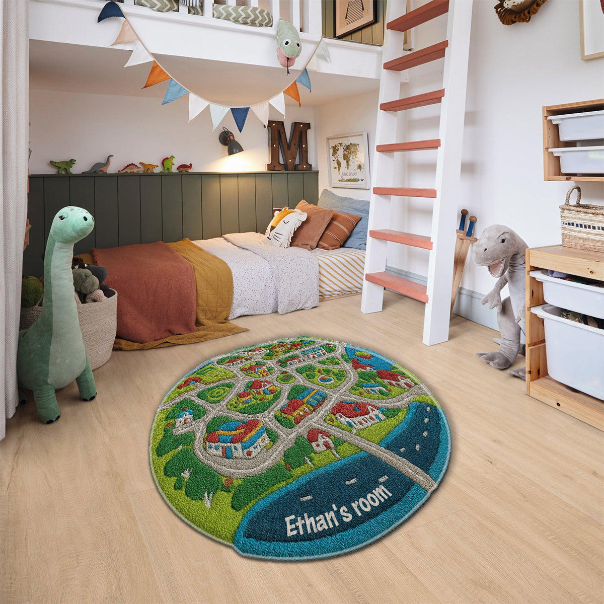 Kids City Road - Tapis touffeté antidérapant personnalisé pour enfants