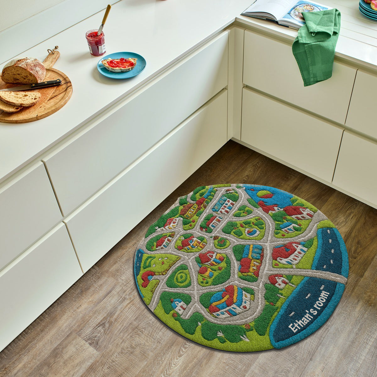 Kids City Road - Tapis touffeté antidérapant personnalisé pour enfants