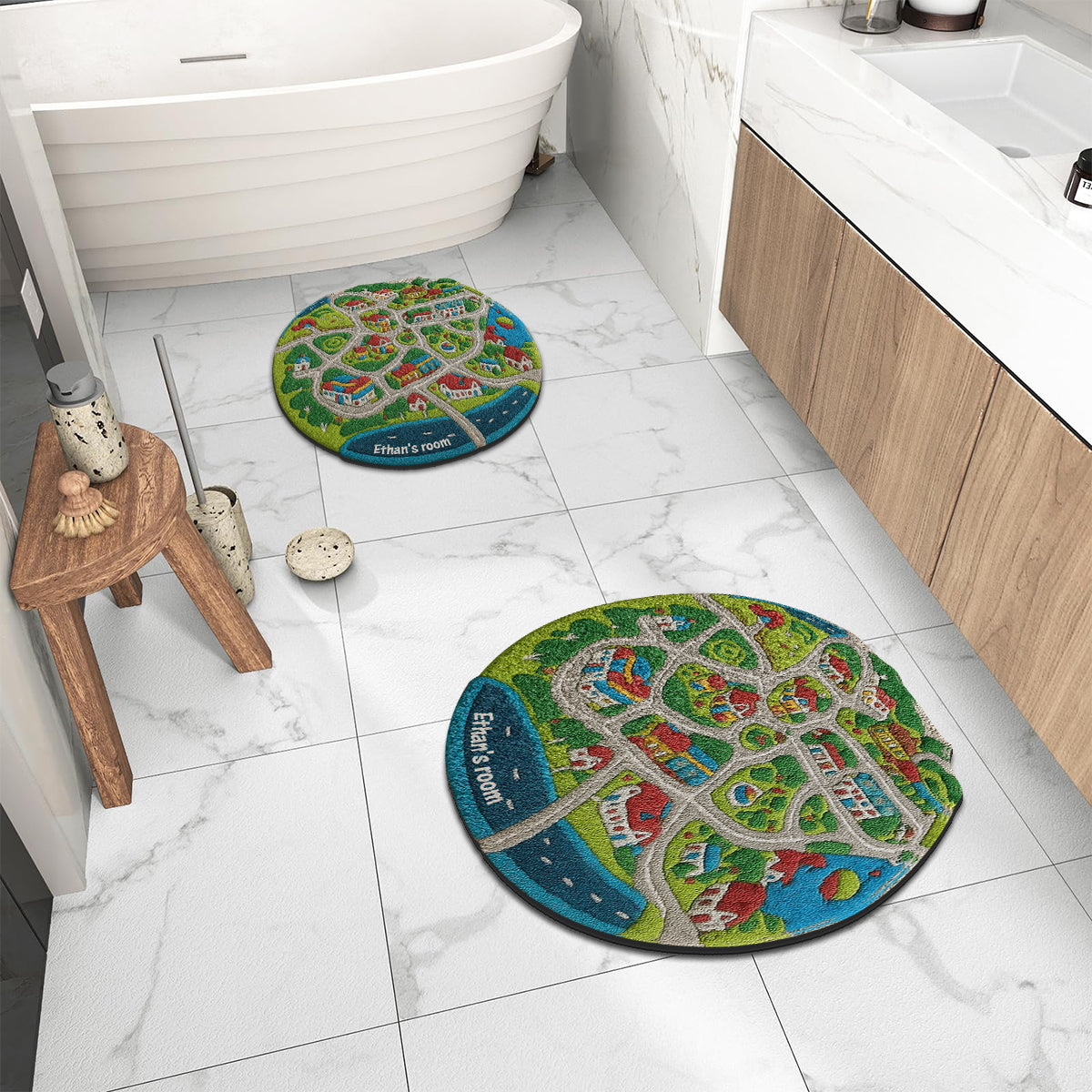 Kids City Road - Tapis touffeté antidérapant personnalisé pour enfants