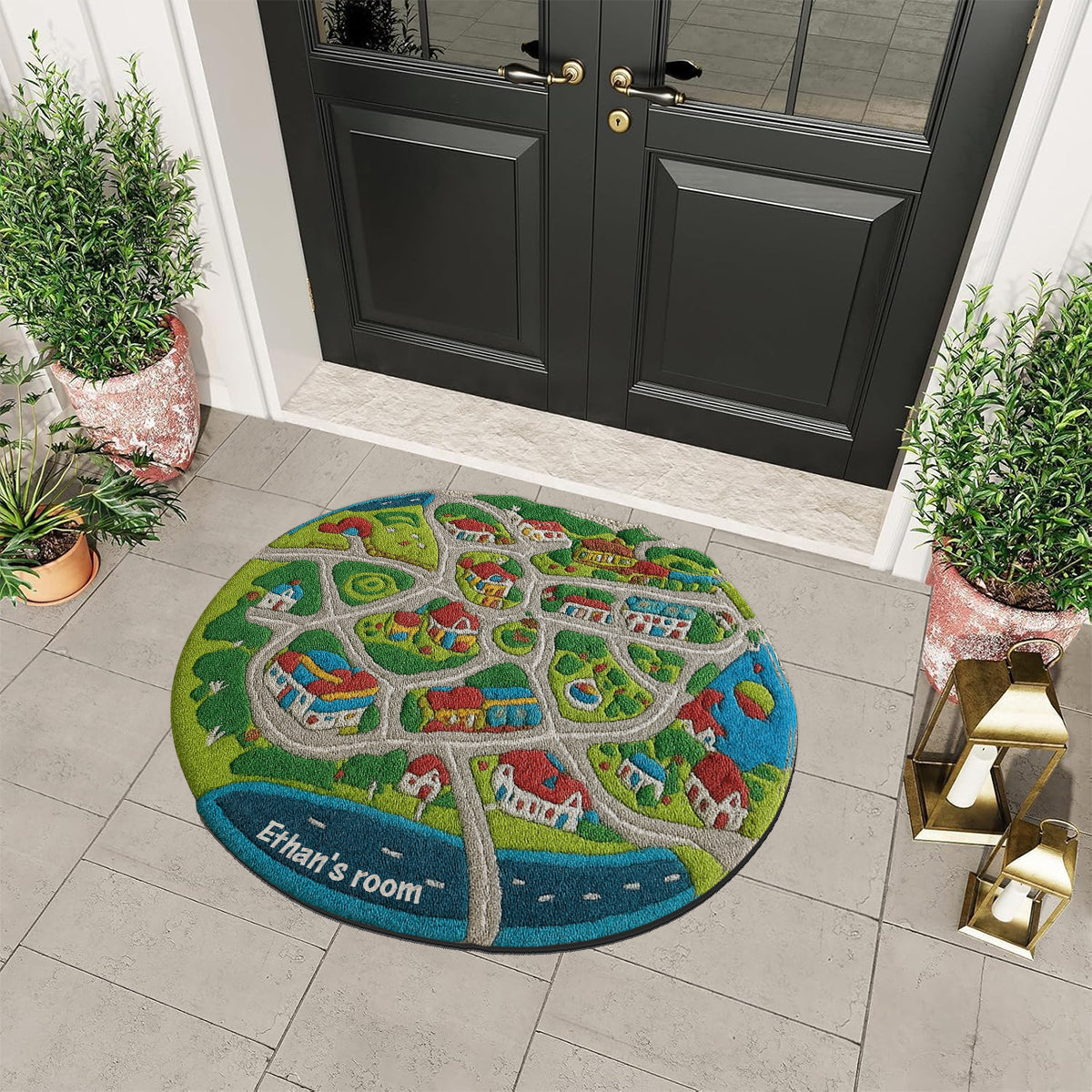 Kids City Road - Tapis touffeté antidérapant personnalisé pour enfants